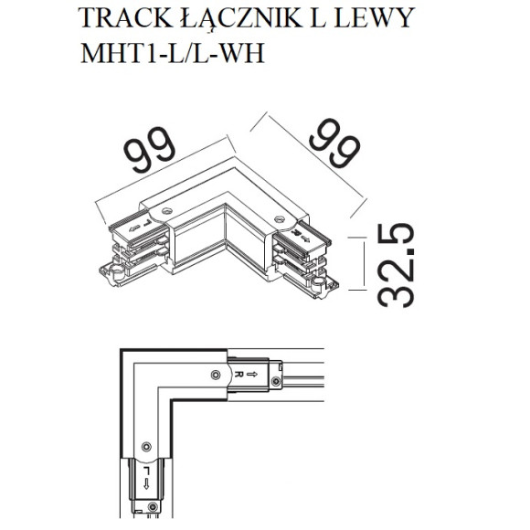 MaxLight | MAX MHT1-L/L-WH | łącznik | szyna | biały