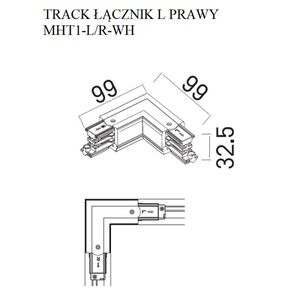 MaxLight | MAX MHT1-L/R-WH | łącznik | szyna | biały