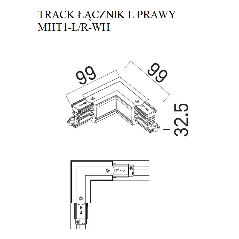MaxLight | MAX MHT1-L/R-WH | łącznik | szyna | biały