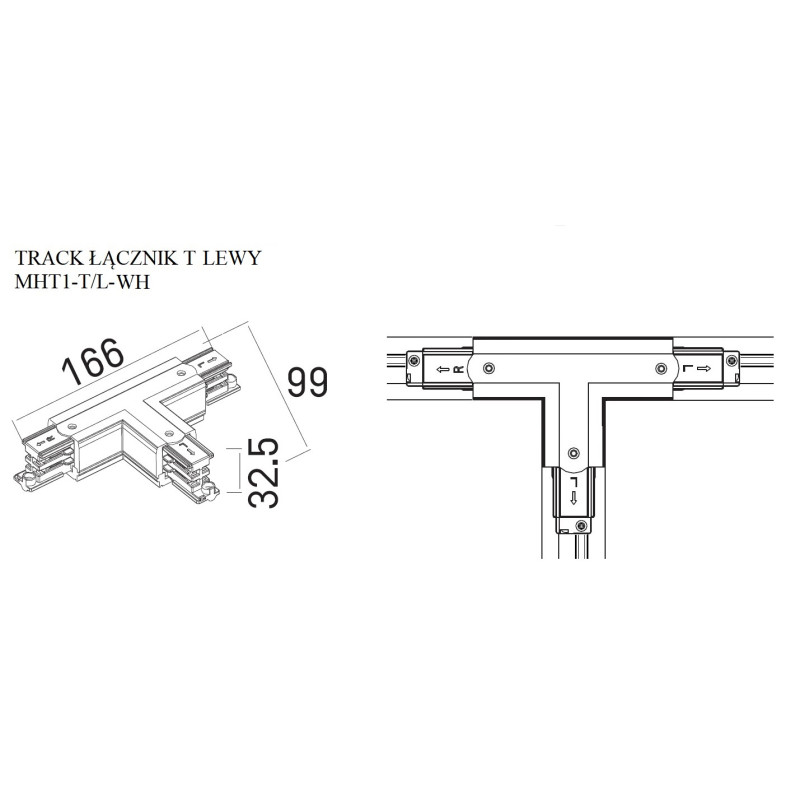 MaxLight | MAX MHT1-T/L-WH | łącznik | szyna | biały