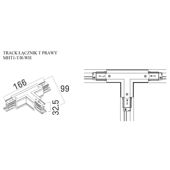 MaxLight | MAX MHT1-T/R-WH | łącznik | szyna | biały