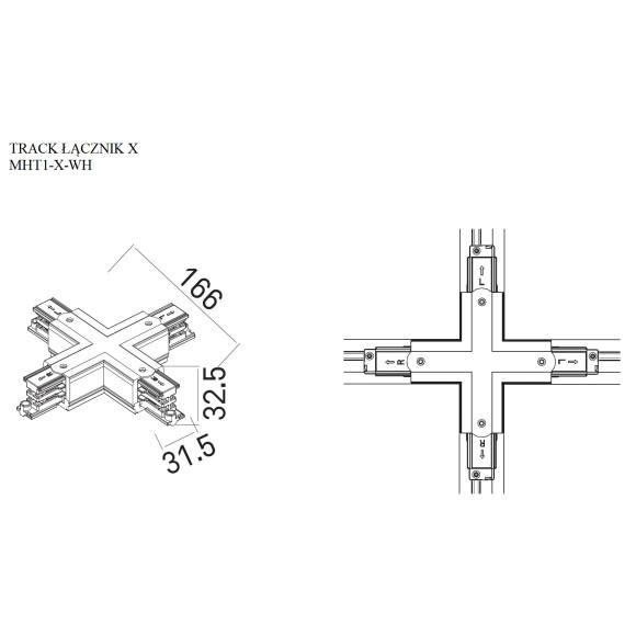 MaxLight | MAX MHT1-X-WH | łącznik | szyna | biały