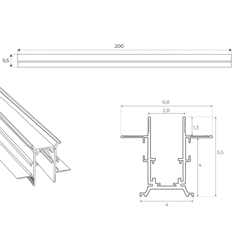 MaxLight | MAX MT0007 | szyna | 200 cm | czarny | IP20