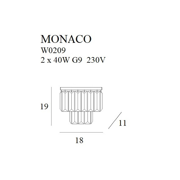 MAXLIGHT W0209 KINKIET  MONACO | G9 | 40.0 W | IP20 | 0.0 lm MAXLIGHT W0209 KINKIET  MONACO | G9 | 40.0 W | IP20 | 0.0 lm