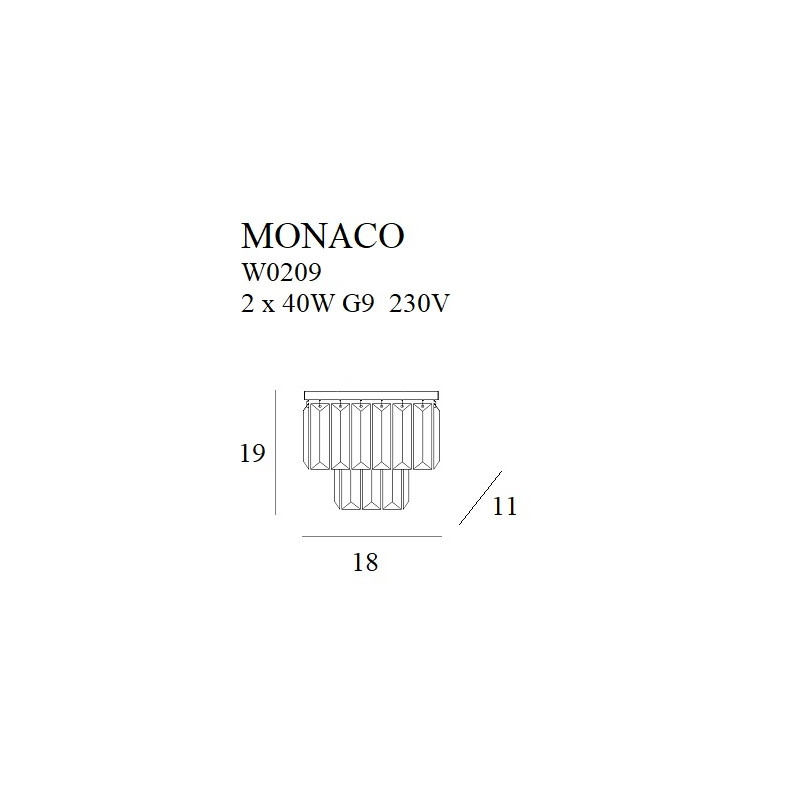 MAXLIGHT W0209 KINKIET  MONACO | G9 | 40.0 W | IP20 | 0.0 lm MAXLIGHT W0209 KINKIET  MONACO | G9 | 40.0 W | IP20 | 0.0 lm