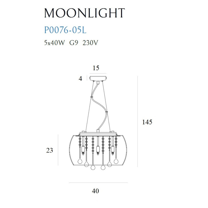 MAXLIGHT P0076-05L LAMPA WISZĄCA MOONLIGHT | G9 | 40.0 W