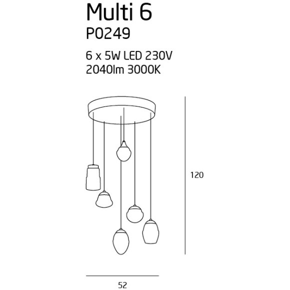 MAXLIGHT P0249 LAMPA WISZĄCA MULTI 6 | LED ZINTEGROWANY MAXLIGHT P0249 LAMPA WISZĄCA MULTI 6 | LED ZINTEGROWANY