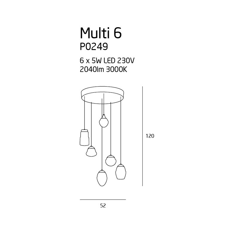 MAXLIGHT P0249  LAMPA WISZĄCA MULTI 6 | LED ZINTEGROWANY