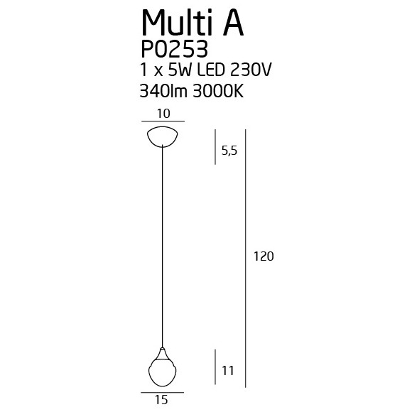MAXLIGHT P0253 MULTI A | Lampa wisząca | 5 W | IP20 | biały