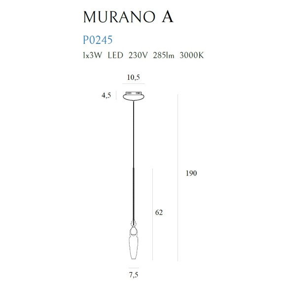 MAXLIGHT P0245 LAMPA WISZĄCA MURANO A | LED ZINTEGROWANY MAXLIGHT P0245 LAMPA WISZĄCA MURANO A | LED ZINTEGROWANY