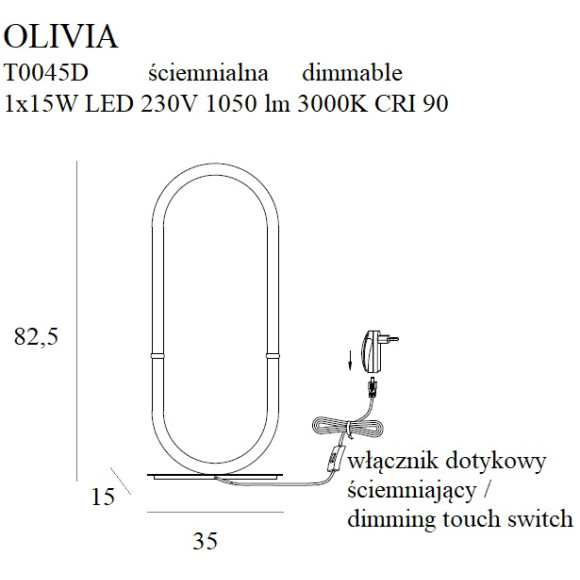 MAXLIGHT T0045D OLIVIA | Lampa stołowa | 15 W | IP20 | złoty