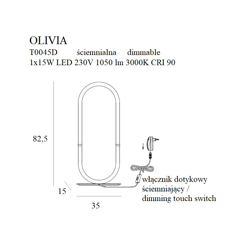 MAXLIGHT T0045D OLIVIA | Lampa stołowa | 15 W | IP20 | złoty