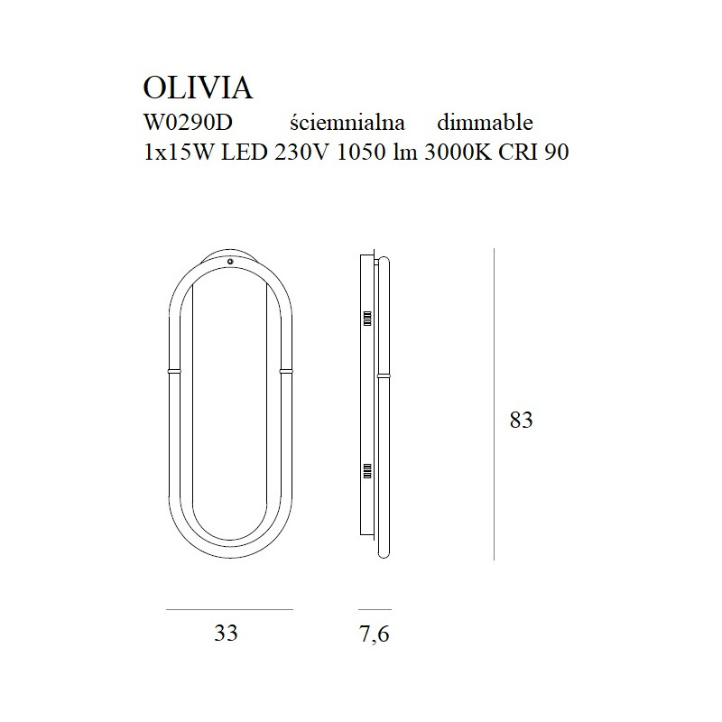 MAXLIGHT W0290D KINKIET OLIVIA | LED ZINTEGROWANY | 15.0 W