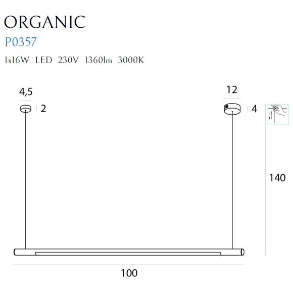 MAXLIGHT P0357 LAMPA WISZĄCA ORGANIC HORIZON 100CM BIAŁA MAXLIGHT P0357 LAMPA WISZĄCA ORGANIC HORIZON 100CM BIAŁA