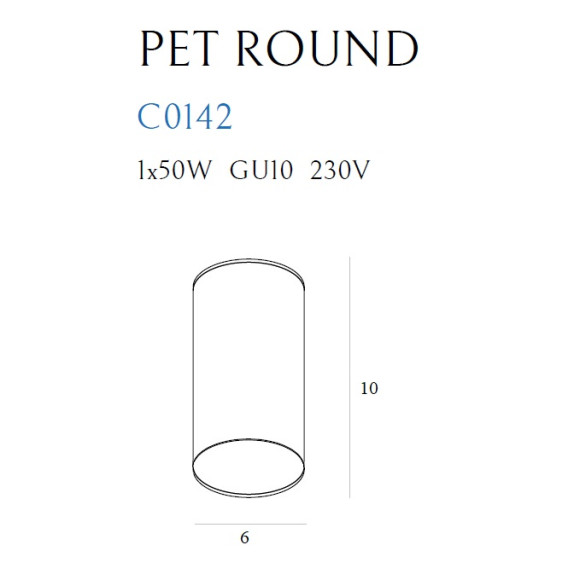 MAXLIGHT C0142  LAMPA SUFITOWA PET ROUND NEW CZARNY | GU10