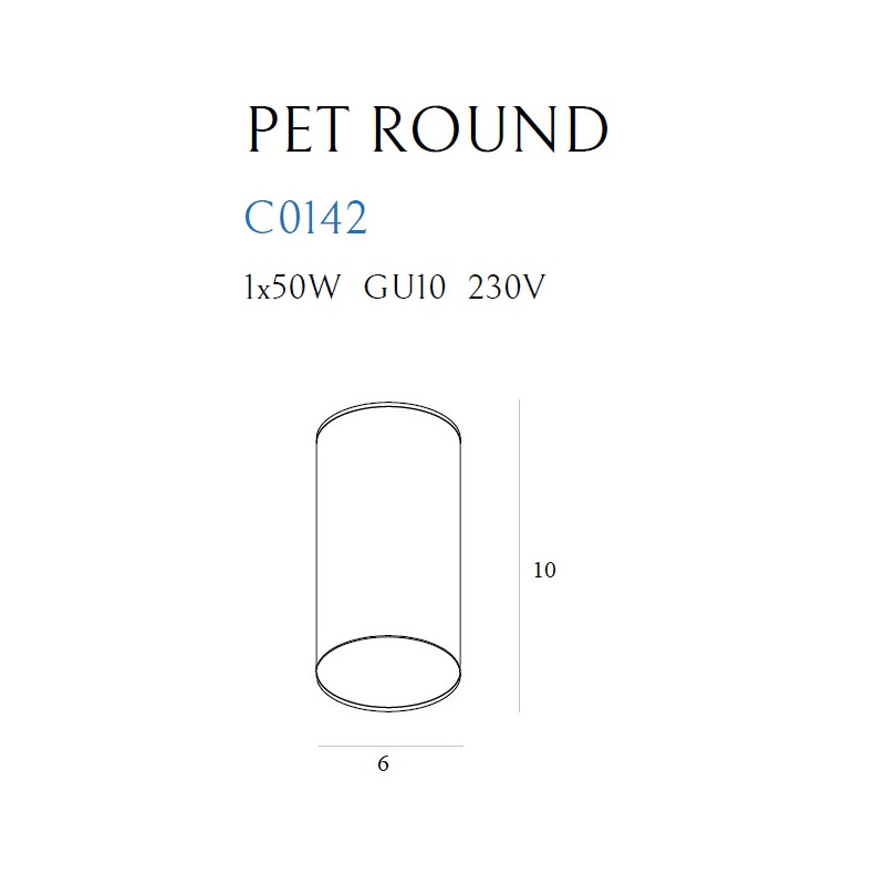 MAXLIGHT C0142  LAMPA SUFITOWA PET ROUND NEW CZARNY | GU10