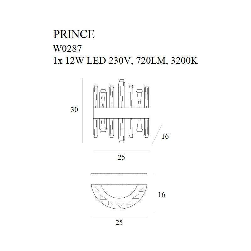 MAXLIGHT W0287 KINKIET PRINCE | LED ZINTEGROWANY | 12.0 W