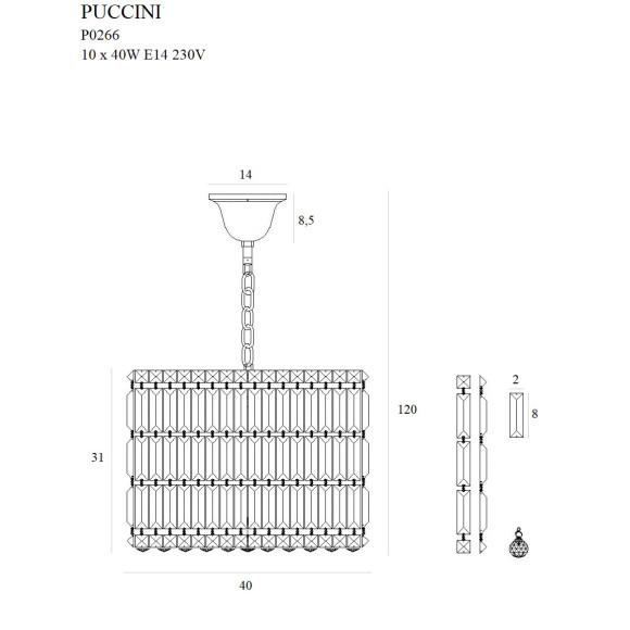 MAXLIGHT P0266 PUCCINI 40cm | Lampa wisząca | IP20 | Chrom