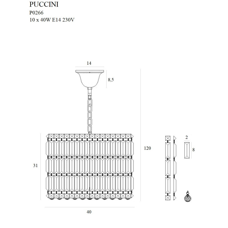 MAXLIGHT P0266 LAMPA WISZĄCA PUCCINI 40cm | E14 | 40.0 W