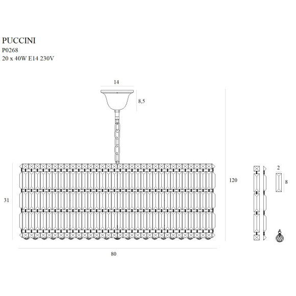 MAXLIGHT P0268 PUCCINI 80cm | Lampa wisząca | IP20 | Chrom