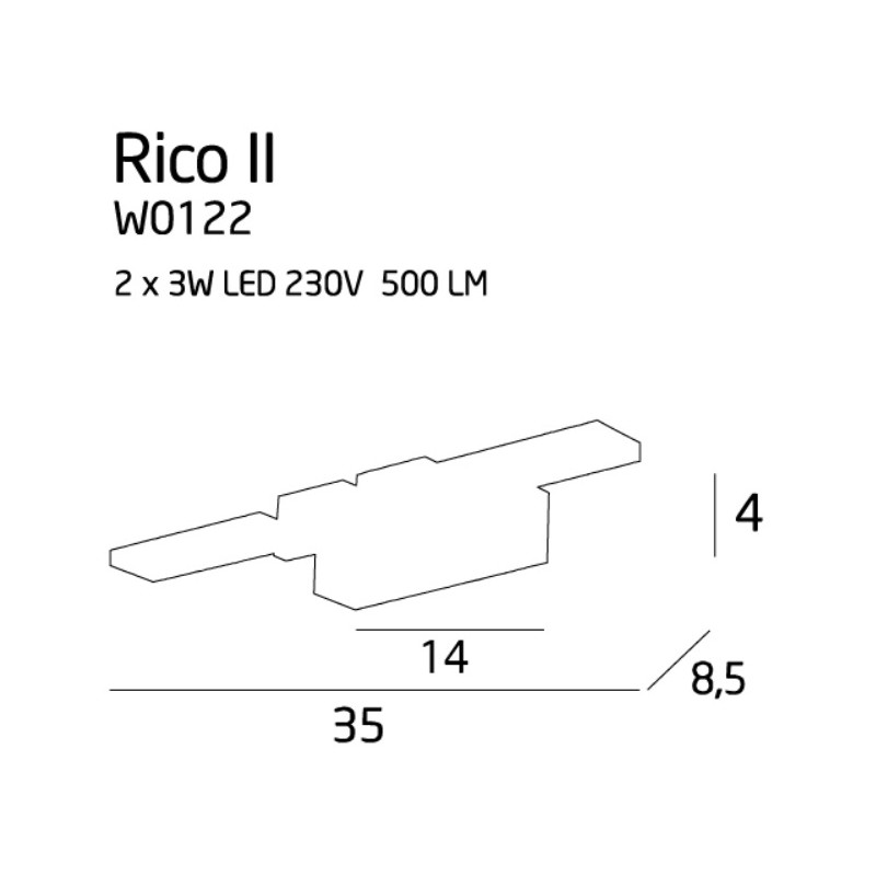 MAXLIGHT W0122 KINKIET RICO II, 2 x 3W | LED ZINTEGROWANY MAXLIGHT W0122 KINKIET RICO II, 2 x 3W | LED ZINTEGROWANY