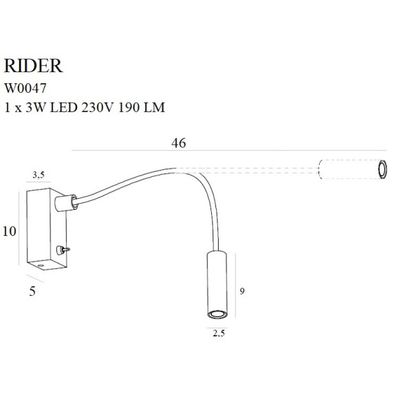 MAXLIGHT W0047 RIDER WHITE | Kinkiet | 3 W | IP20 | Biały
