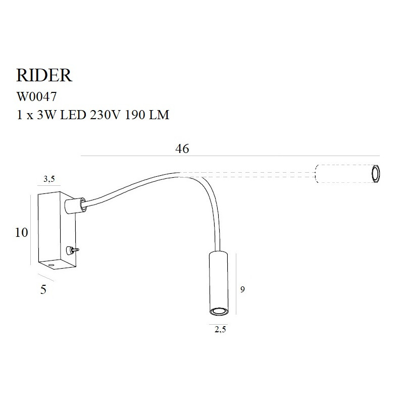 MAXLIGHT W0047 RIDER WHITE | Kinkiet | 3 W | IP20 | Biały
