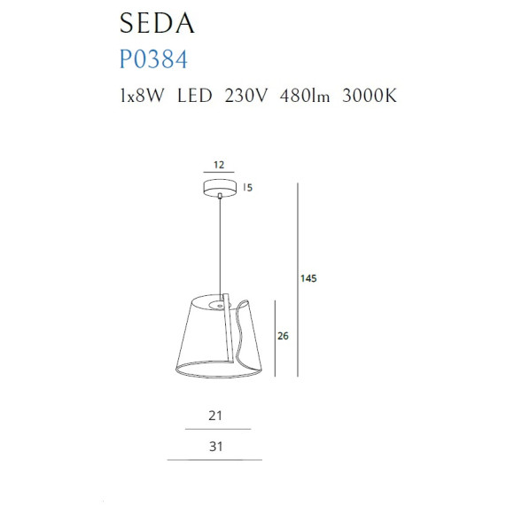 MAXLIGHT P0384 SEDA | Lampa wisząca | 8 W | IP20 | złoty