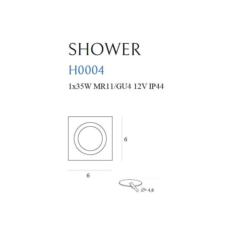 MAXLIGHT H0004 OPRAWA WPUSTOWA SHOWER IP54 | GU4/MR11