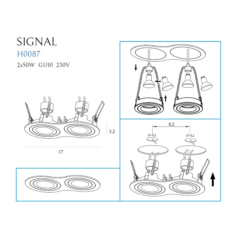 MAXLIGHT H0087 OPRAWA PODTYNKOWA SIGNAL | Lampa | IP20