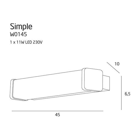 MAXLIGHT W0145  KINKIET SIMPLE IP44, 11W | LED ZINTEGROWANY MAXLIGHT W0145  KINKIET SIMPLE IP44, 11W | LED ZINTEGROWANY