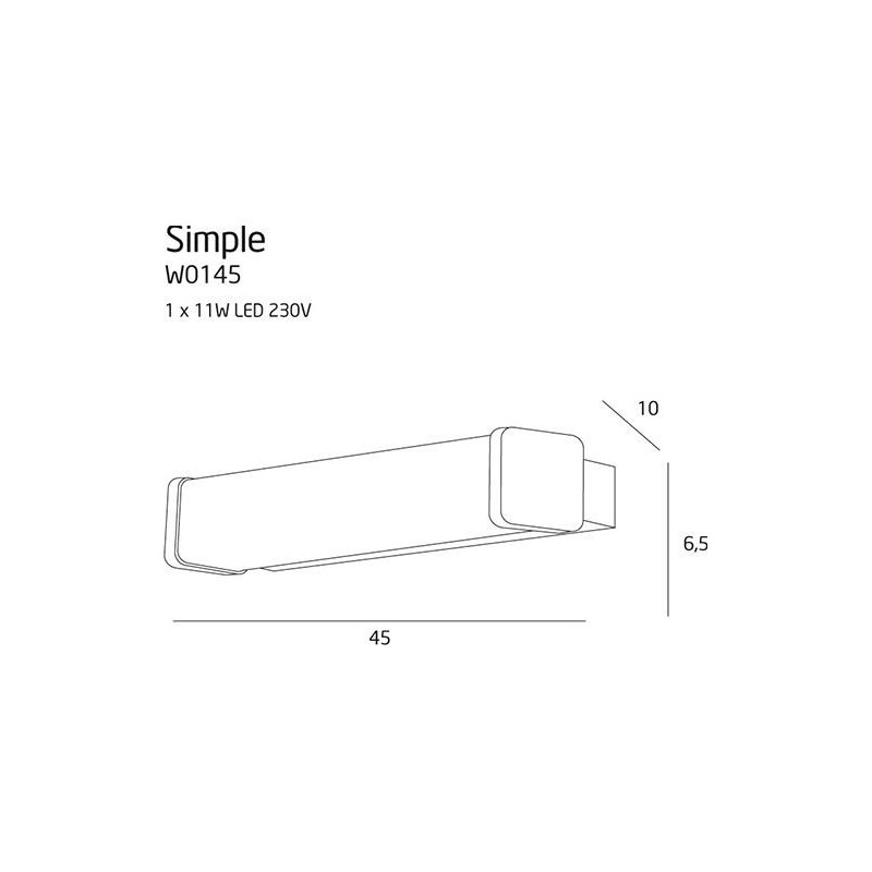 MAXLIGHT W0145  KINKIET SIMPLE IP44, 11W | LED ZINTEGROWANY MAXLIGHT W0145  KINKIET SIMPLE IP44, 11W | LED ZINTEGROWANY