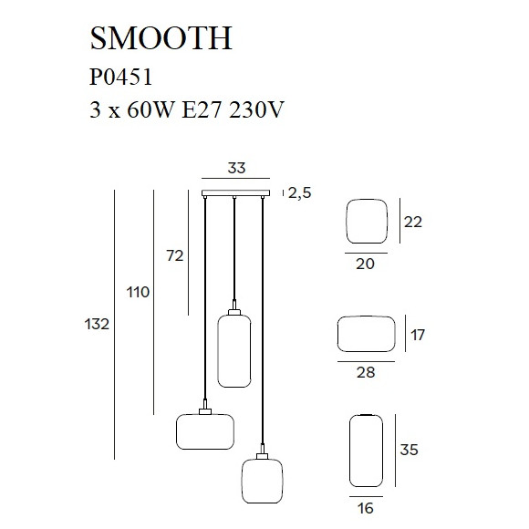 MAXLIGHT P0451 SMOOTH III | Lampa wisząca | IP20