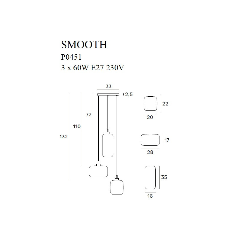 MAXLIGHT P0451 SMOOTH III | Lampa wisząca | IP20