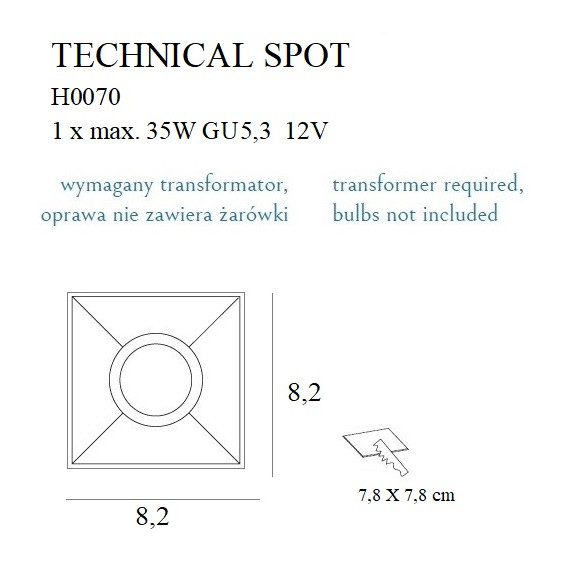 MAXLIGHT H0070 OPRAWA WPUSTOWA TECHNICAL SPOT, GU5.3 | GU5,3 MAXLIGHT H0070 OPRAWA WPUSTOWA TECHNICAL SPOT, GU5.3 | GU5,3