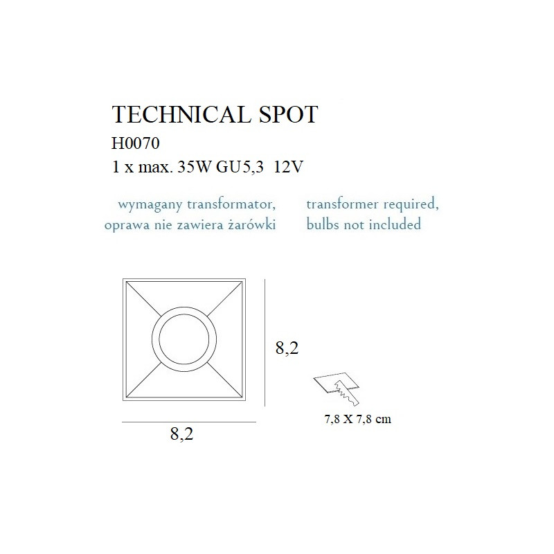 MAXLIGHT H0070 OPRAWA WPUSTOWA TECHNICAL SPOT, GU5.3 | GU5,3 MAXLIGHT H0070 OPRAWA WPUSTOWA TECHNICAL SPOT, GU5.3 | GU5,3