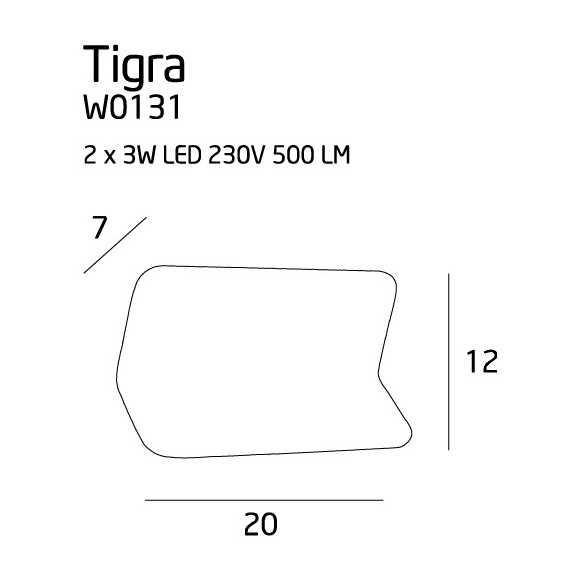 MAXLIGHT W0131 KINKIET TIGRA I BIAŁY, 2x3W MAXLIGHT W0131 KINKIET TIGRA I BIAŁY, 2x3W