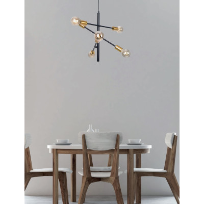 MAXLIGHT P0397 TODI VI | Lampa wisząca | IP20 | Czarny+złoty