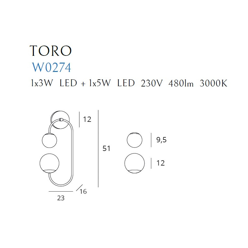 MAXLIGHT W0274 TORO | Kinkiet | IP20