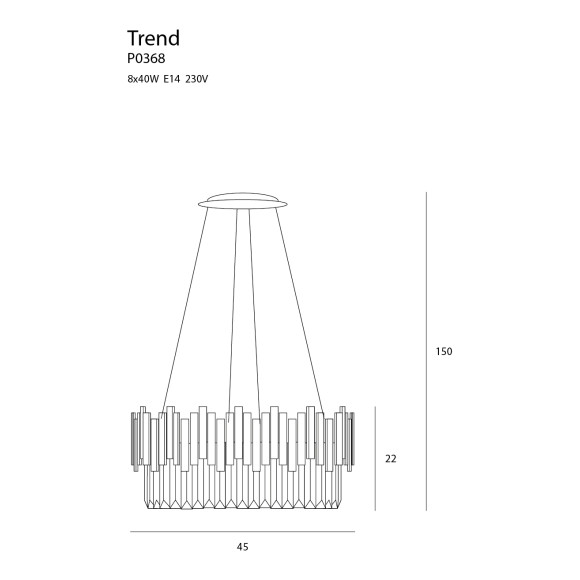 MAXLIGHT P0368 TREND 45cm | Lampa wisząca | IP20 | Złoty