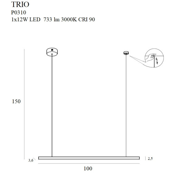 MAXLIGHT P0310 TRIO 1 | Lampa wisząca | 36 W | IP20 | czarny