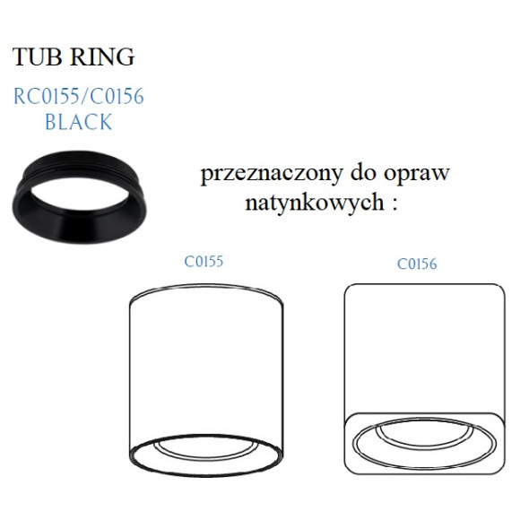 MAXLIGHT RC0155/C0156 BLACK PIERŚCIEŃ OZDOBNY CZARNY do TUB