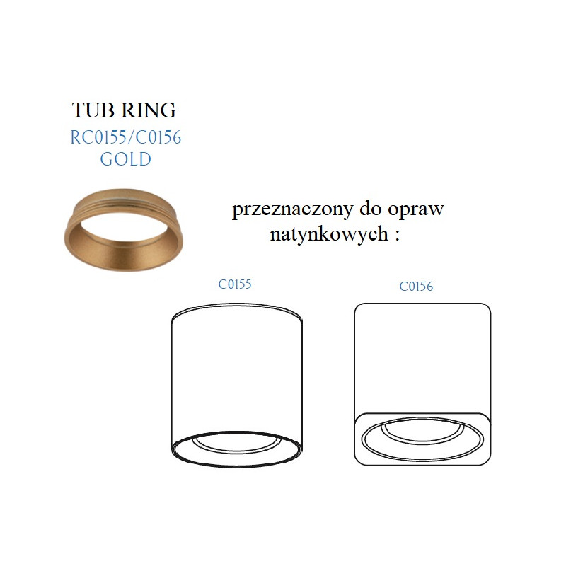 MAXLIGHT RC0155/C0156 GOLD PIERŚCIEŃ OZDOBNY ZŁOTY do TUB