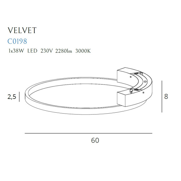 MAXLIGHT C0198 VELVET 38W | Plafon | 38 W | IP20 | Czarny