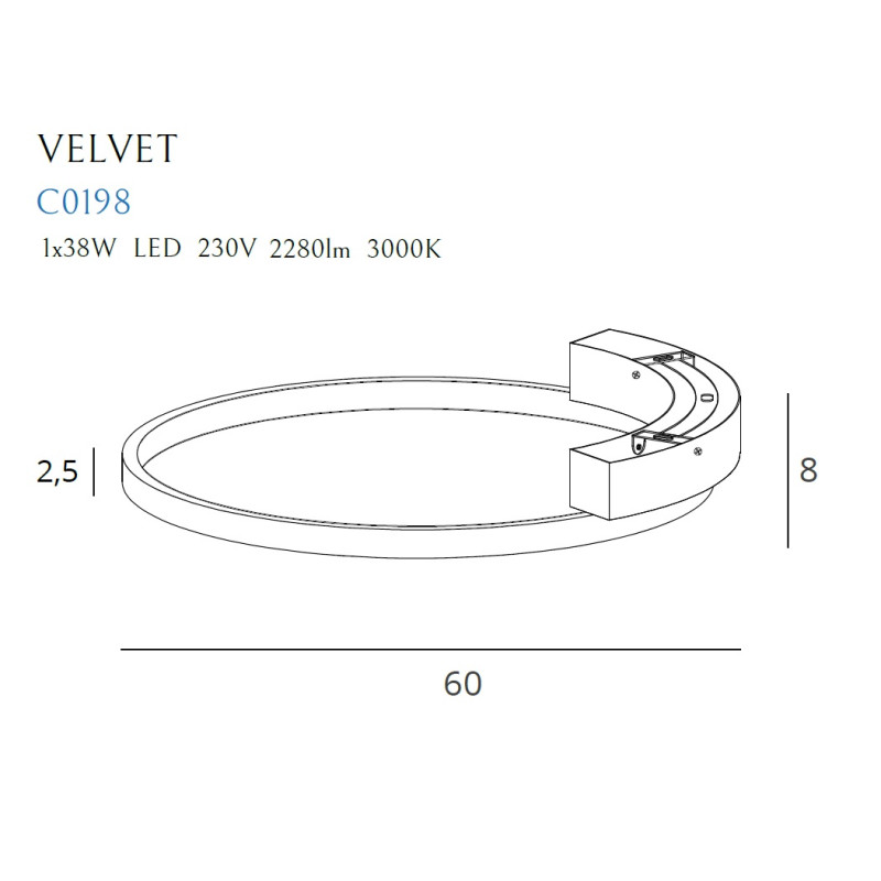 MAXLIGHT C0198 VELVET 38W | Plafon | 38 W | IP20 | Czarny