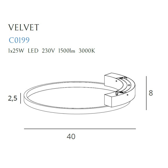MAXLIGHT C0199 VELVET 25W | Plafon | 25 W | IP20 | Czarny