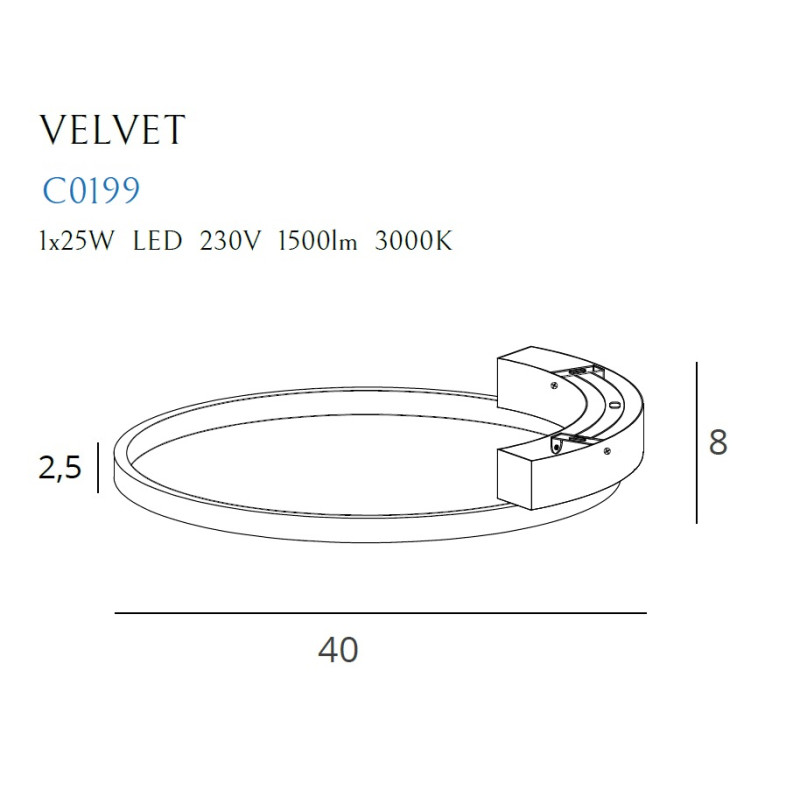 MAXLIGHT C0199 VELVET 25W | Plafon | 25 W | IP20 | Czarny