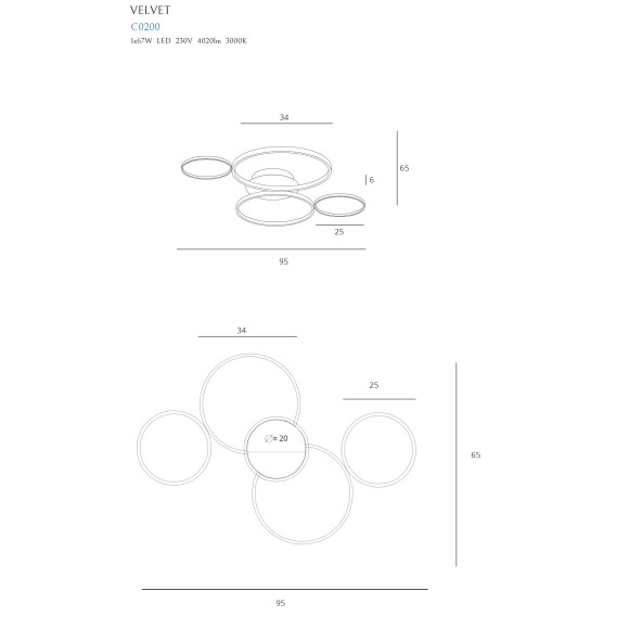 MAXLIGHT C0200 PLAFON VELVET 75W | LED ZINTEGROWANY | 67.0 W