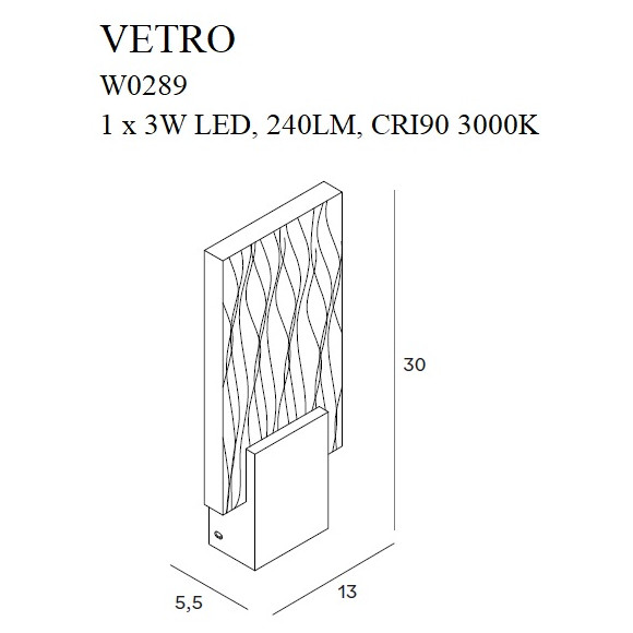 MAXLIGHT W0289 VETRO | Kinkiet | 3 W | IP20 | Złoty