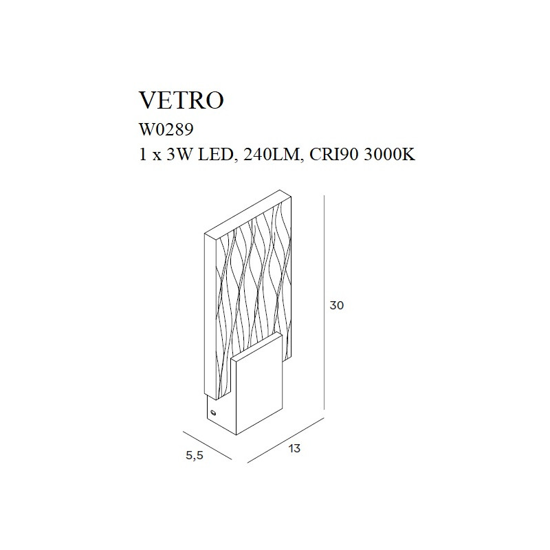MAXLIGHT W0289 VETRO | Kinkiet | 3 W | IP20 | Złoty